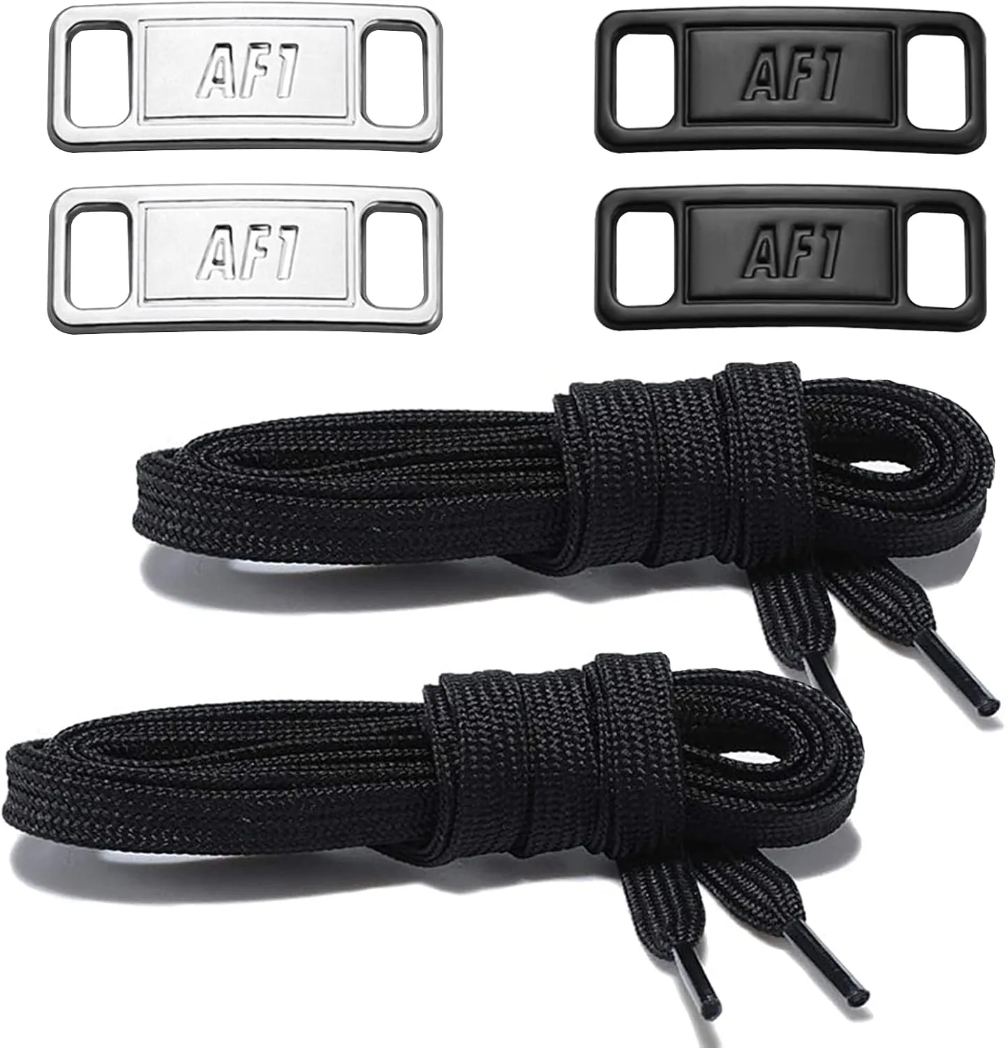 2 Pair Flat Shoelaces 36"-72" Length Replacement Laces for Air Force 1,with 2 Pair Shoe Lace Charms for AF1 Sneaker
