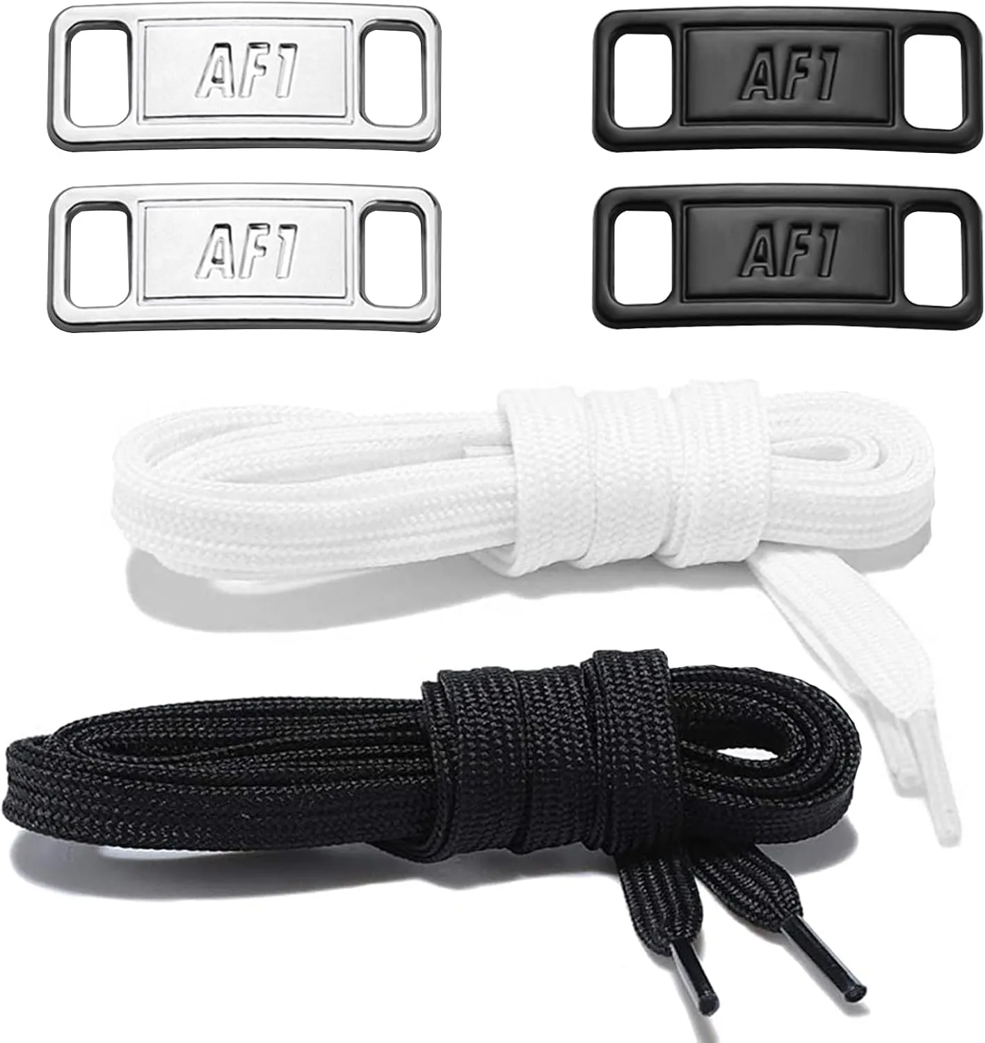 2 Pair Flat Shoelaces 36"-72" Length Replacement Laces for Air Force 1,with 2 Pair Shoe Lace Charms for AF1 Sneaker