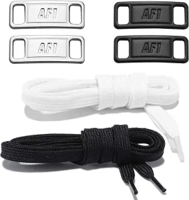 2 Pair Flat Shoelaces 36"-72" Length Replacement Laces for Air Force 1,with 2 Pair Shoe Lace Charms for AF1 Sneaker