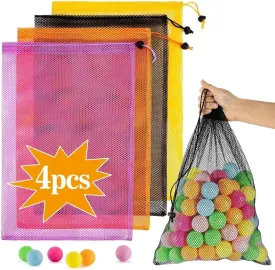 4PCS Colorful Mesh Bag - Mesh Bag Drawstring Suitable for Beach Toy Ball Camping Clothing,for storage, Drawstring Storage, Sturdy and Durable