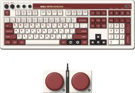 8BitDo Retro 108 Mechanical Keyboard with 108 Keys and Integrated Numpad, Bluetooth/2.4G/USB-C Hot Swappable Wireless Gaming Keyboard for Windows and Android - Fami Edition
