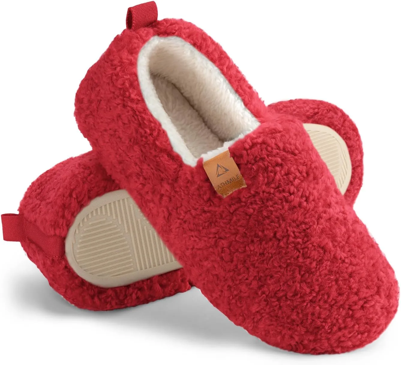 ATHMILE Women's Slippers Fuzzy Curly House Slippers Memory Foam Loafer with Polar Fleece Lining Indoor Outdoor