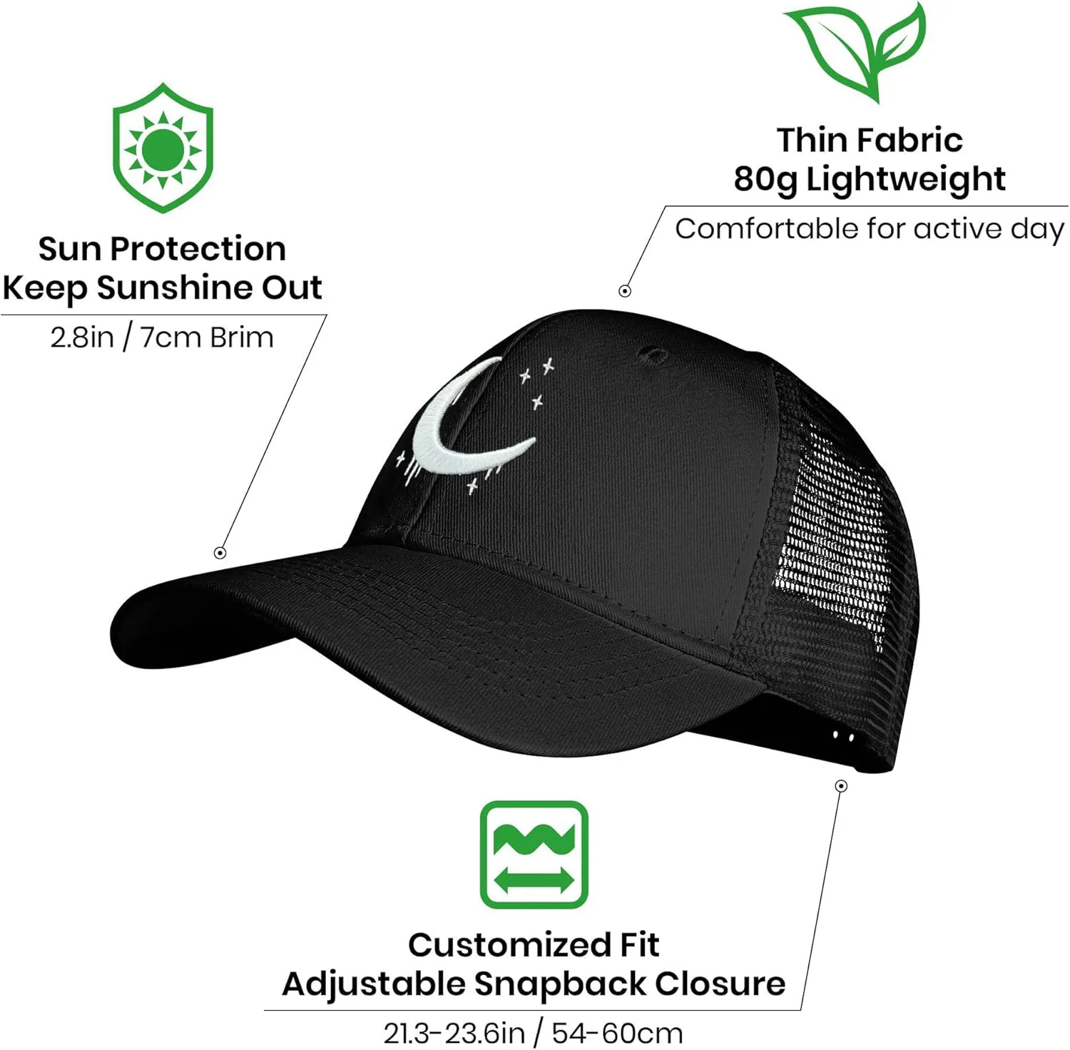 Baseball Caps Embroidered Adjustable Mesh Dad Hat Black Trucker Hats for Men and Women