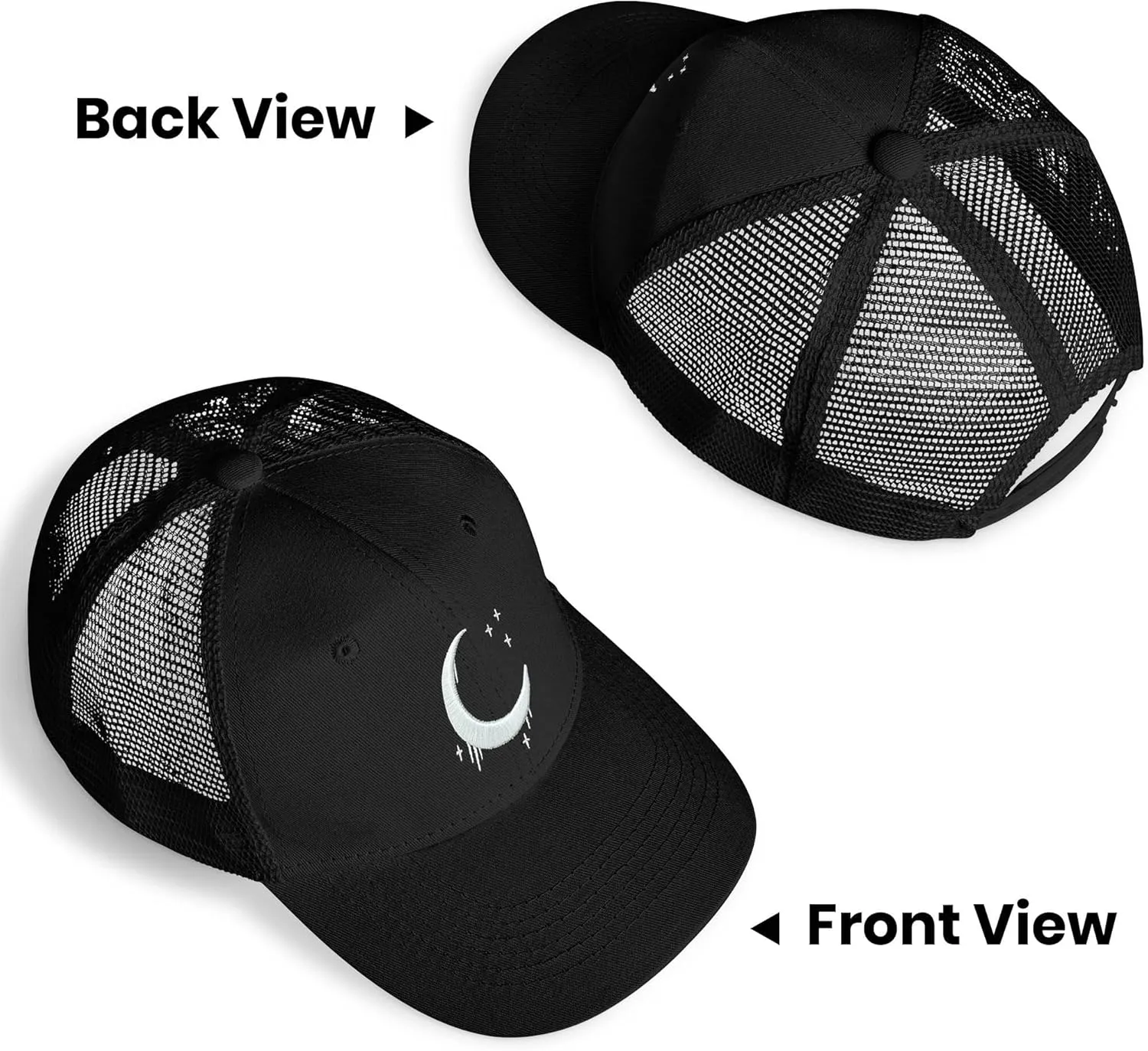 Baseball Caps Embroidered Adjustable Mesh Dad Hat Black Trucker Hats for Men and Women