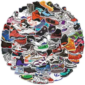Basketball Shoe Sneaker Stickers Cool Basketball Stickers Stylish Vinyl Stickers for Luggage Car Laptop Skateboard Keyboard Personalize Decal Stickers 100 PCS