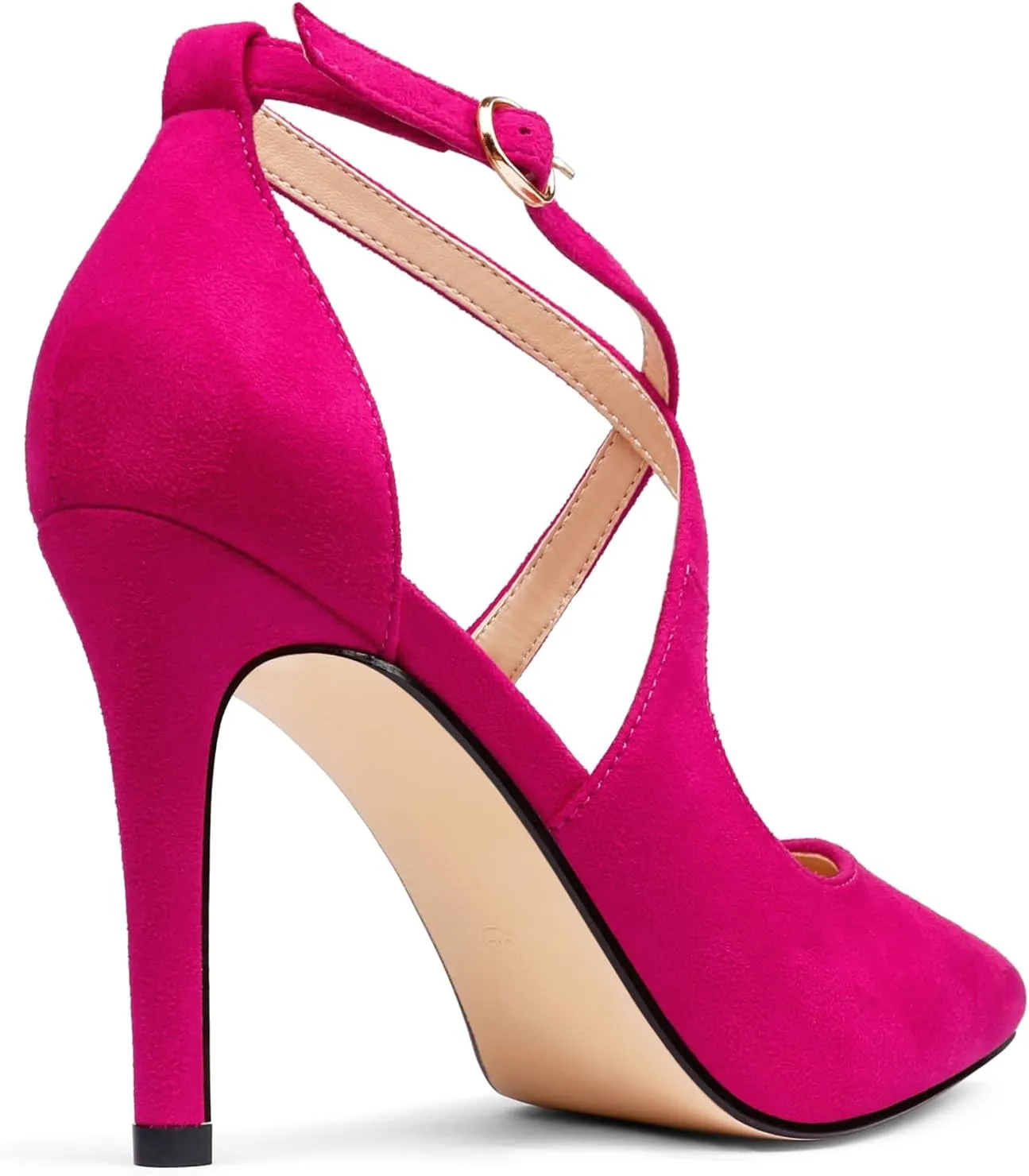 COLETER Womens 4" Pointed Toe D'Orsay Pumps Stilettos High Heel Crossed Ankle Strap Dress Shoes
