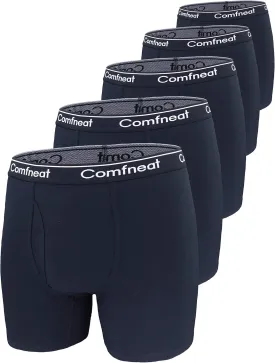 Comfneat Men's 5-Pack Big & Tall 3XL-7XL Boxer Briefs Cotton Spandex Underwear Underpants with Fly