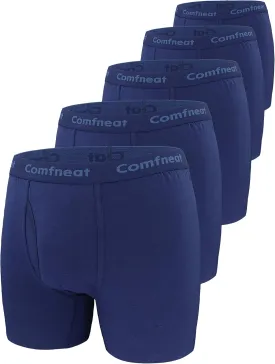 Comfneat Men's 5-Pack Big & Tall 3XL-7XL Boxer Briefs Cotton Spandex Underwear Underpants with Fly