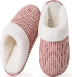 DULCET Slippers for Women,Memory Foam with Fuzzy Collar Indoor House Slippers Bedroom Non-slip Plush Slippers.