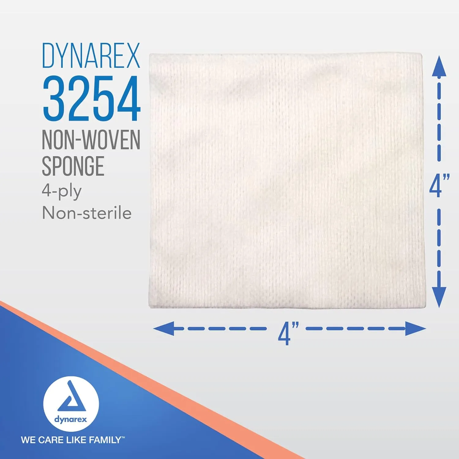 Dynarex Non-Woven Sponges, Non-Sterile, Gauze, for Cleansing, Prepping and Dressing, Highly-Absorbent, Less Linting, 4"x 4", 4 Ply, 1 Box of 200 Sponges