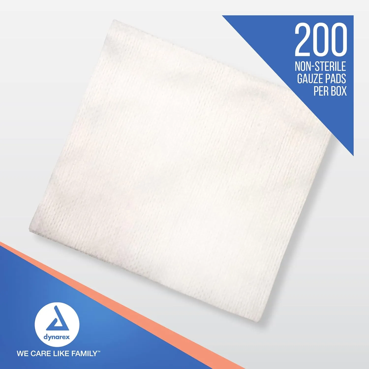 Dynarex Non-Woven Sponges, Non-Sterile, Gauze, for Cleansing, Prepping and Dressing, Highly-Absorbent, Less Linting, 4"x 4", 4 Ply, 1 Box of 200 Sponges