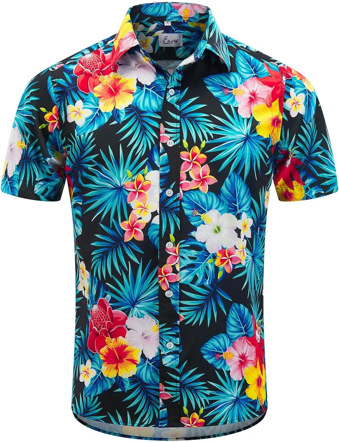 EUOW Men's Hawaiian Shirt Short Sleeve Printed Button Down Summer Beach Dress Shirts