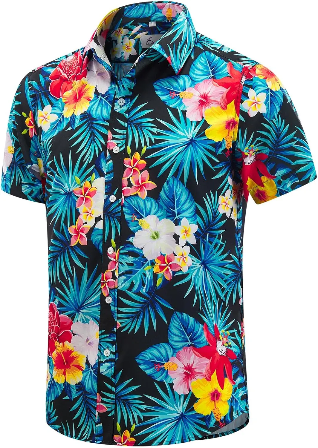 EUOW Men's Hawaiian Shirt Short Sleeve Printed Button Down Summer Beach Dress Shirts