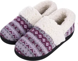 Evshine Women's Fuzzy Memory Foam Slippers, Closed Back Knit Bedroom Slippers, Slip-On Warm House Shoes for Indoor & Outdoor Comfort
