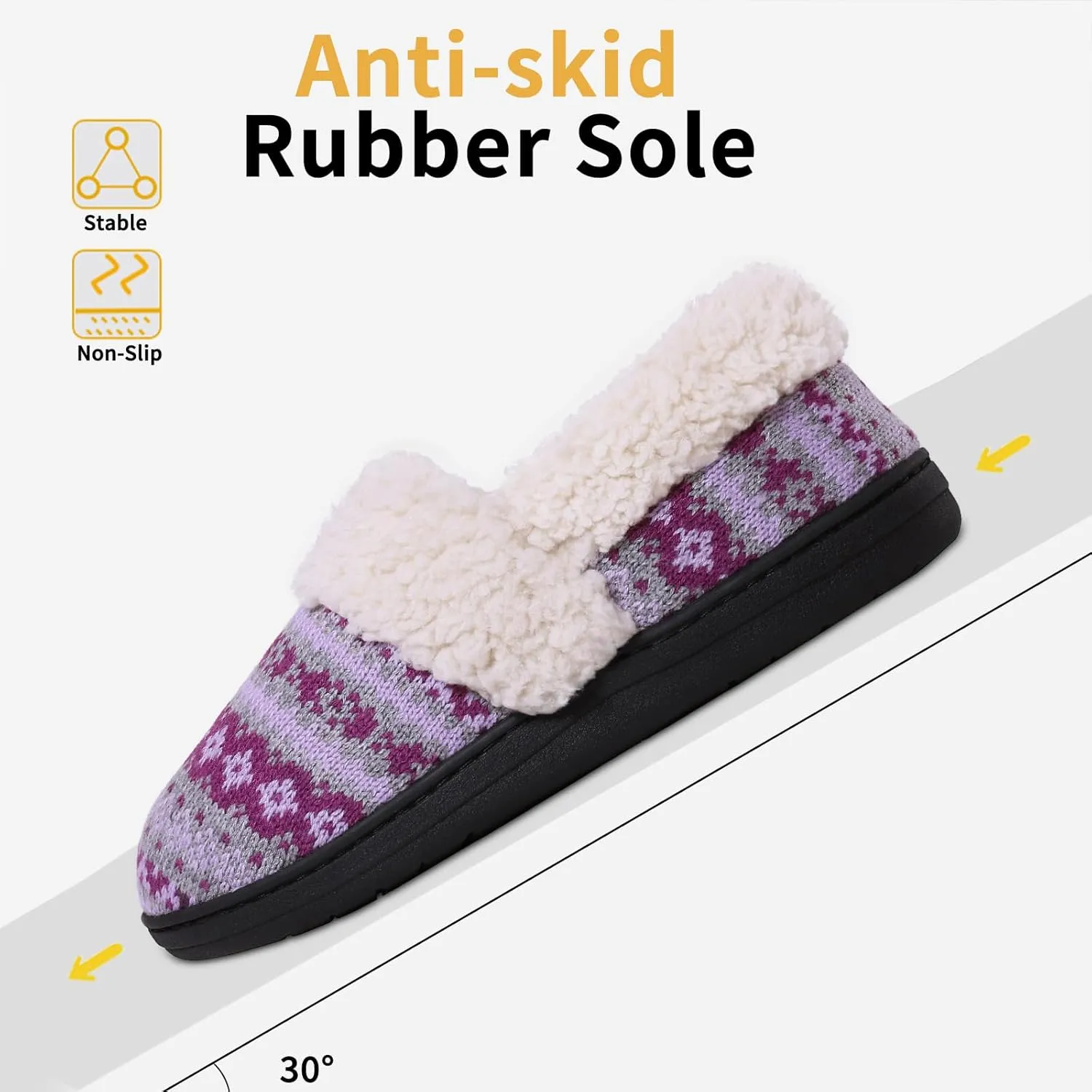Evshine Women's Fuzzy Memory Foam Slippers, Closed Back Knit Bedroom Slippers, Slip-On Warm House Shoes for Indoor & Outdoor Comfort