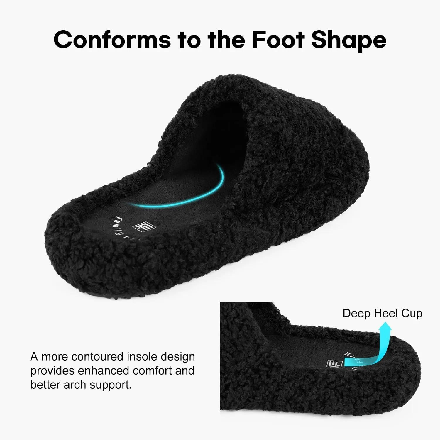 FamilyFairy Women's Fuzzy Slippers Comfy Open Toe Memory Foam House Shoes for Indoor Outdoor