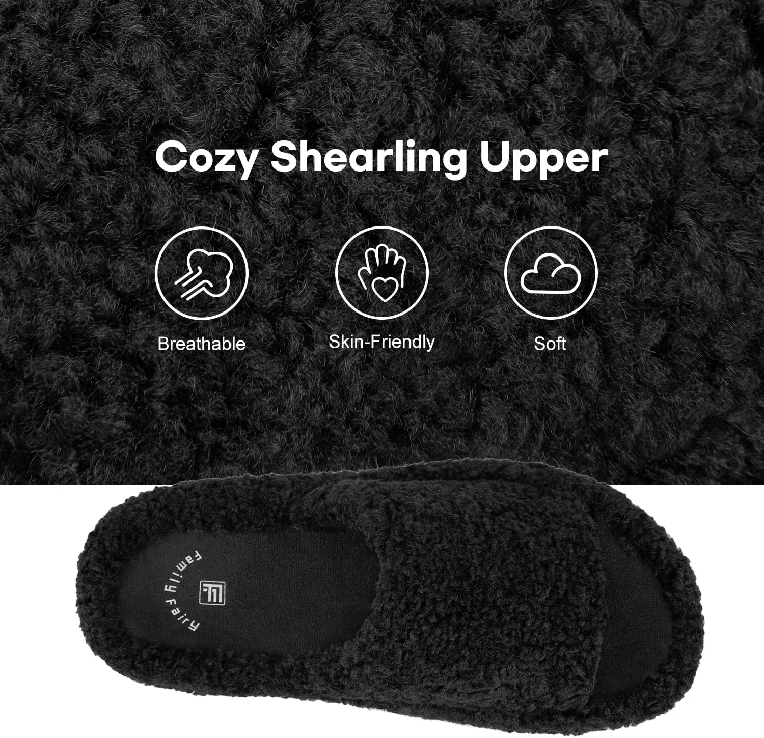 FamilyFairy Women's Fuzzy Slippers Comfy Open Toe Memory Foam House Shoes for Indoor Outdoor