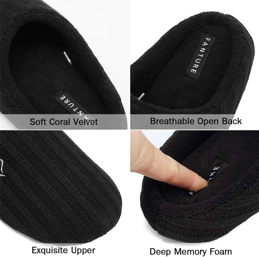 FANTURE nisex Men's Women's Memory Foam Slippers Comfort Cotton-Blend Closed Toe House Shoes Indoor Scuff-U419WMT029-2024-0606