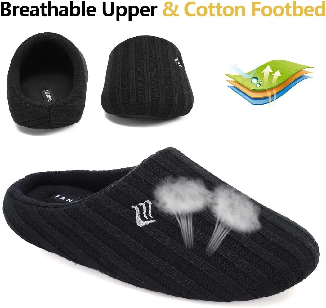 FANTURE nisex Men's Women's Memory Foam Slippers Comfort Cotton-Blend Closed Toe House Shoes Indoor Scuff-U419WMT029-2024-0606
