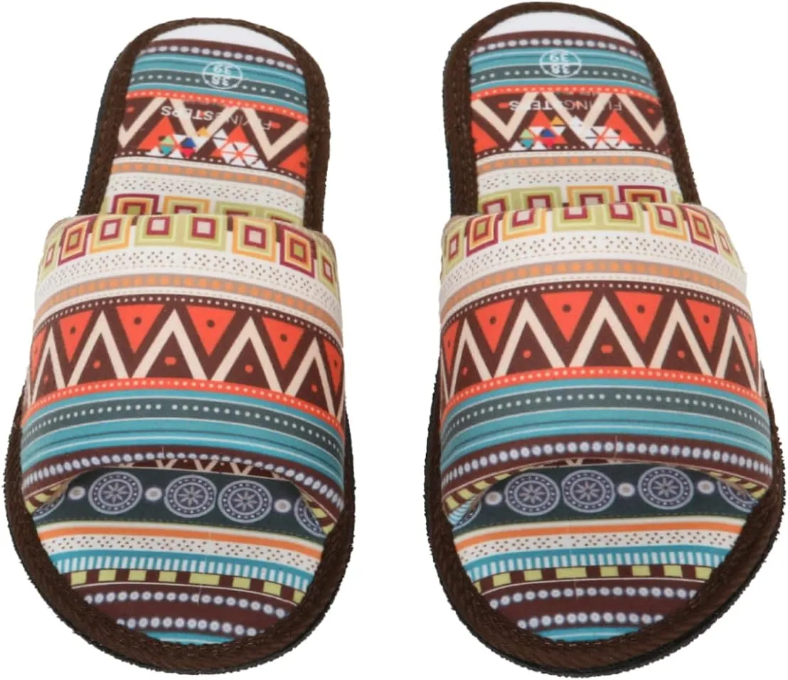 Flyingsteps Women's Non-Slip Sole Four Seasons Open Toe Bathroom Slippers, House Slippers