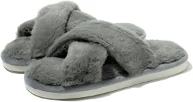 Fuzzy House Slippers for Women Furry Memory Foam Women's Cross Band Slippers Cozy Fluffy Open Toe Slippers Soft Plush Shoes for Indoor Outdoor