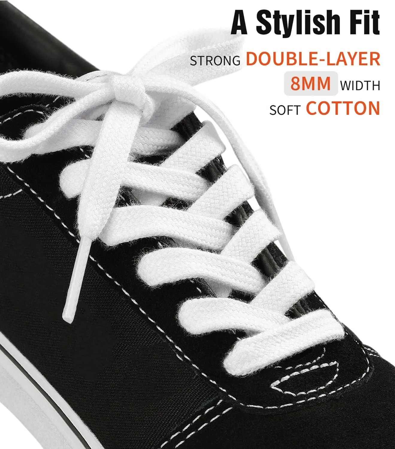 Handshop 2 Pairs Flat Athletic Shoelaces 5/16" in 40"-63" Wide Sneaker Replacement Shoe Laces