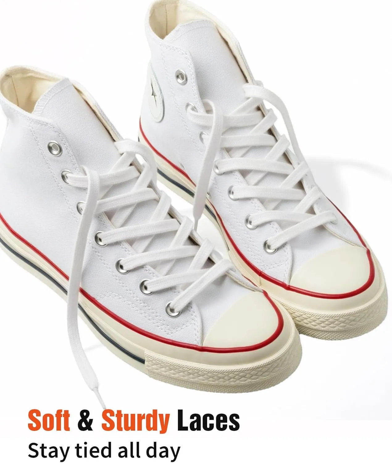 Handshop 2 Pairs Flat Athletic Shoelaces 5/16" in 40"-63" Wide Sneaker Replacement Shoe Laces