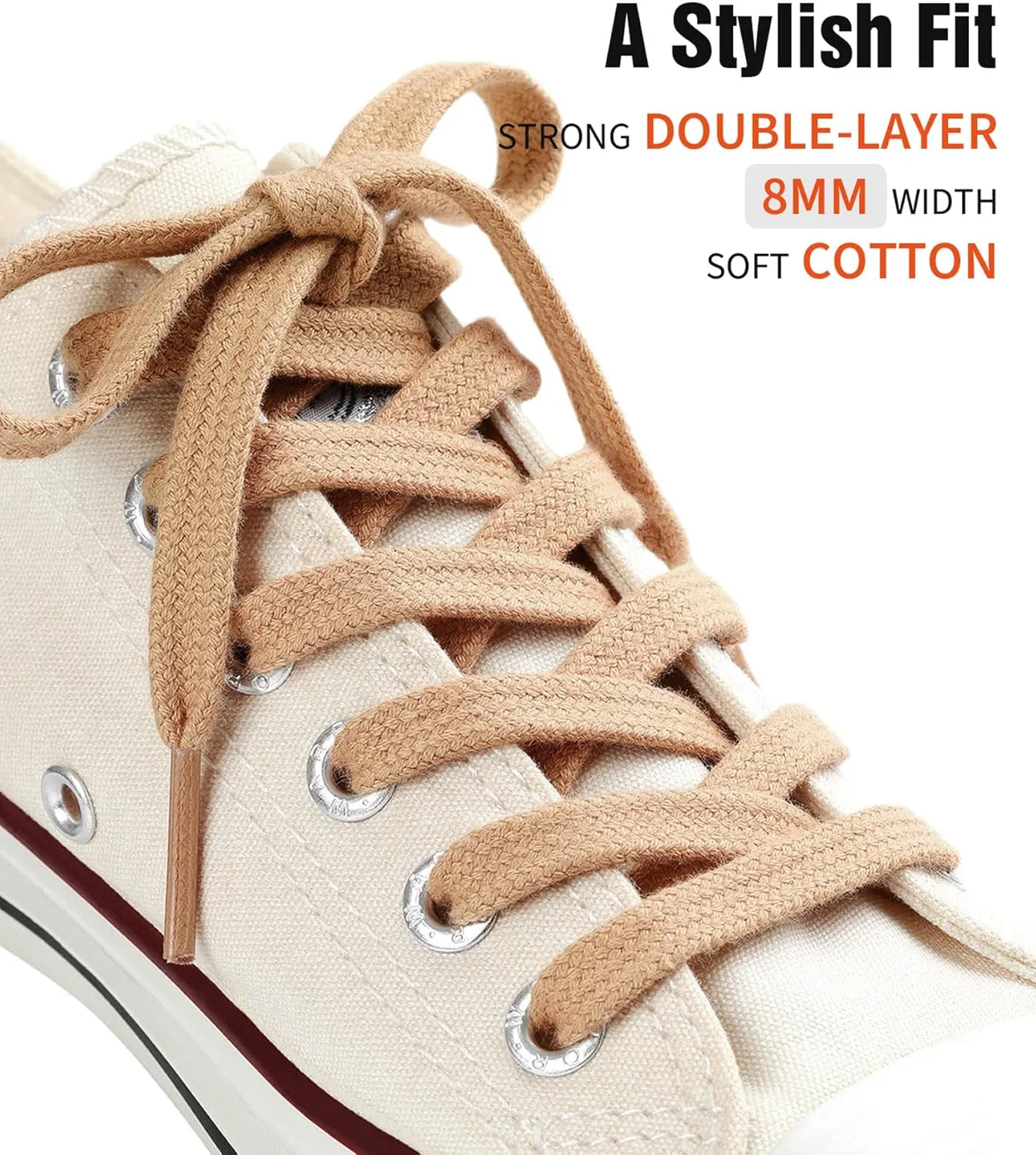 Handshop 2 Pairs Flat Athletic Shoelaces 5/16" in 40"-63" Wide Sneaker Replacement Shoe Laces