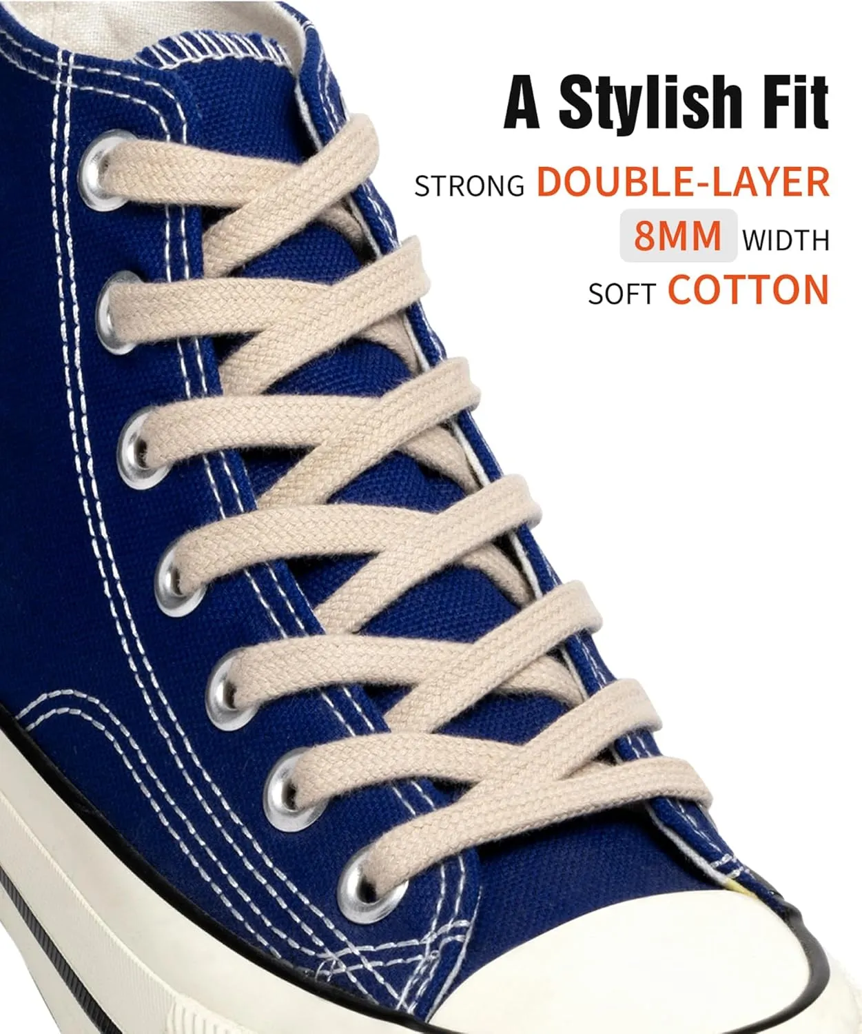 Handshop 2 Pairs Flat Athletic Shoelaces 5/16" in 40"-63" Wide Sneaker Replacement Shoe Laces