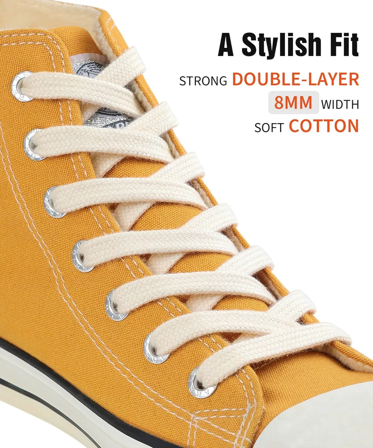 Handshop 2 Pairs Flat Athletic Shoelaces 5/16" in 40"-63" Wide Sneaker Replacement Shoe Laces