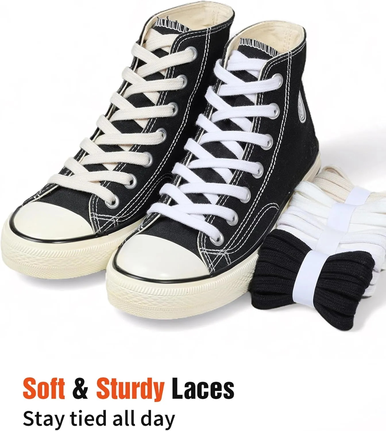 Handshop 2 Pairs Flat Athletic Shoelaces 5/16" in 40"-63" Wide Sneaker Replacement Shoe Laces