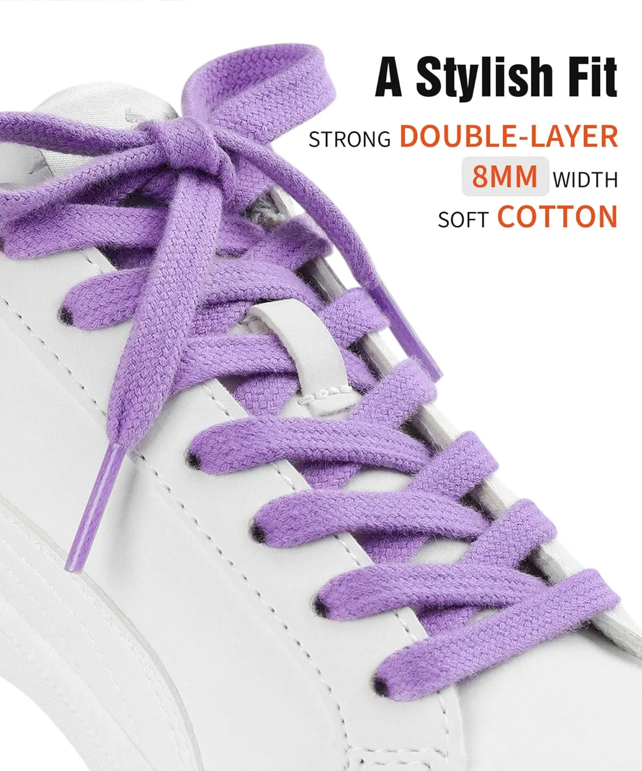 Handshop 2 Pairs Flat Athletic Shoelaces 5/16" in 40"-63" Wide Sneaker Replacement Shoe Laces