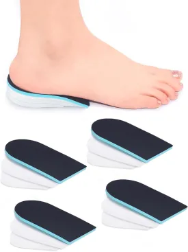 Heel Lift for Leg Length Discrepancy, Heel Pain Relief USA Made PORON Orthopedic Heel Increase Inserts for Plantar Fasciitis, Heel Height Adjustment ((2pairs) Black-Blue, W 12-14 / M 10-14.5)