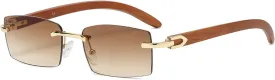 Heptagram Rectangle Fashion Rimless Sunglasses for Women Men Gangster 90s Frameless Shades Retro Vintage Trendy Eyewear