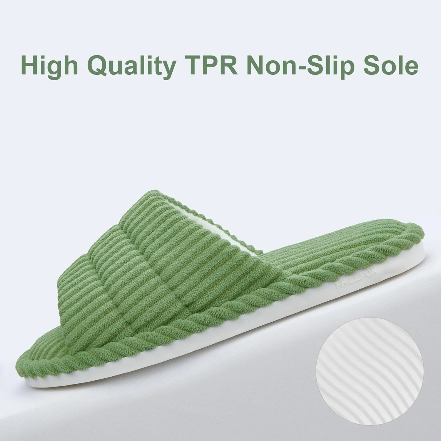 House Slippers for Women Corduroy Cross Band Slippers Open Toe Bedroom Indoor Shoes with Memory Foam