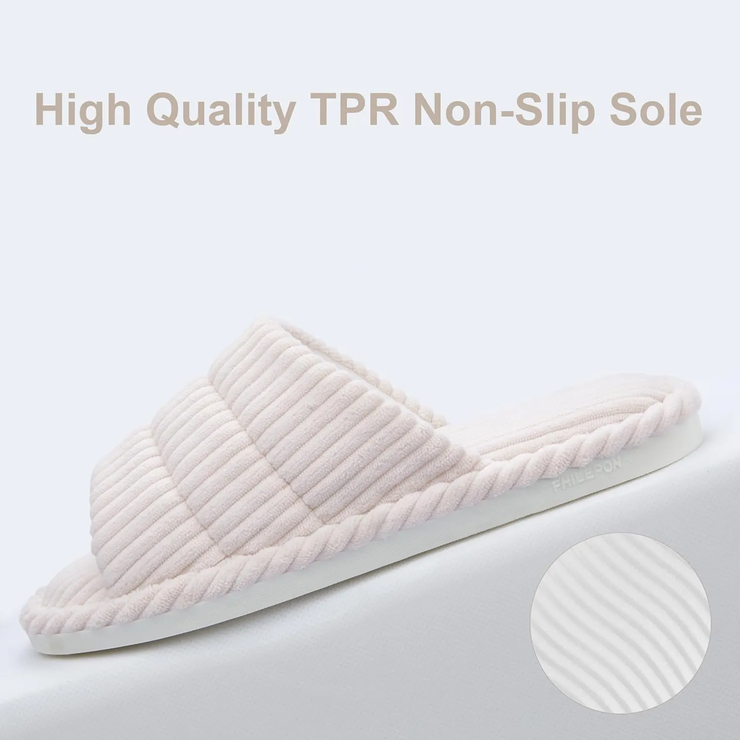 House Slippers for Women Corduroy Cross Band Slippers Open Toe Bedroom Indoor Shoes with Memory Foam