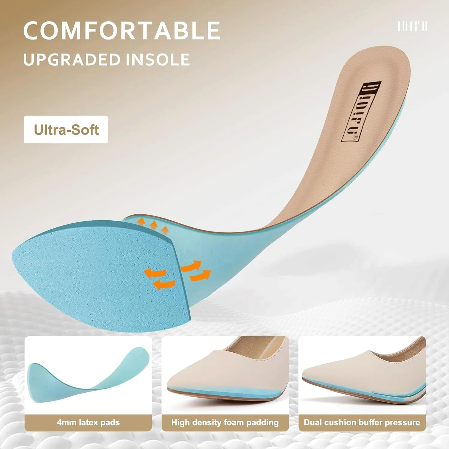 IDIFU Women's IN3 Classic Pumps Closed Toe Heels High Chunky Block Work Office Heels Comfortable Wedding Bridal Party Pointed Toe Dress Shoes for Women