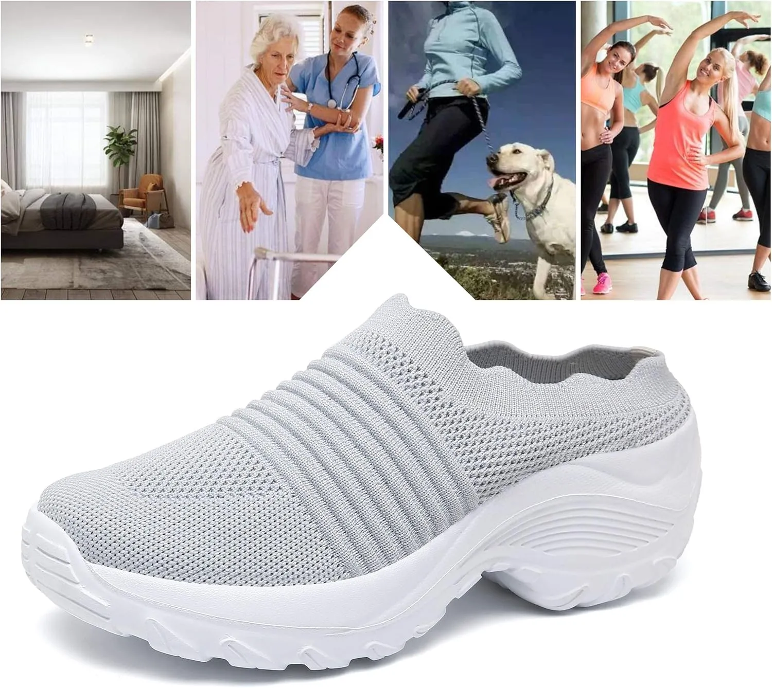 INMINPIN Women's Slip-on Mule Sneakers Lightweight Breathable Casual Shoes Platform Outdoor Clog Slippers