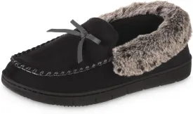 isotoner Women's Microsuede Moccasin Slippers Non-Slip, Indoor/Outdoor, Memory Foam, Machine Washable