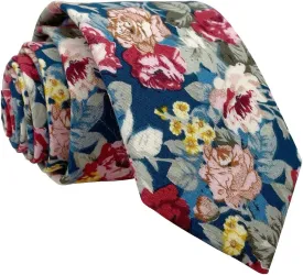 Kebocis Mens Skinny Cotton Floral Necktie Thin Tie for Men