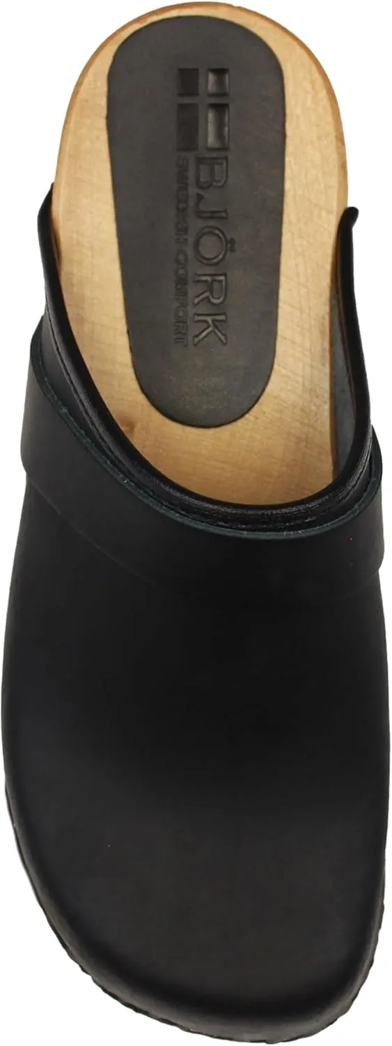 KLGN Tuva Wood Open Back Grippy Leather Clogs