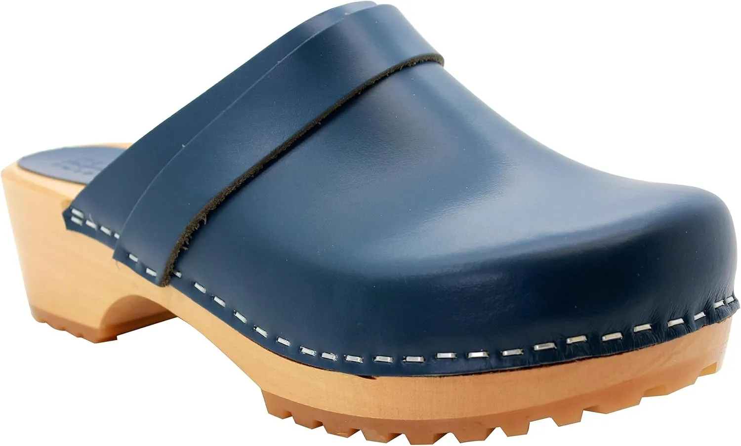 KLGN Tuva Wood Open Back Grippy Leather Clogs