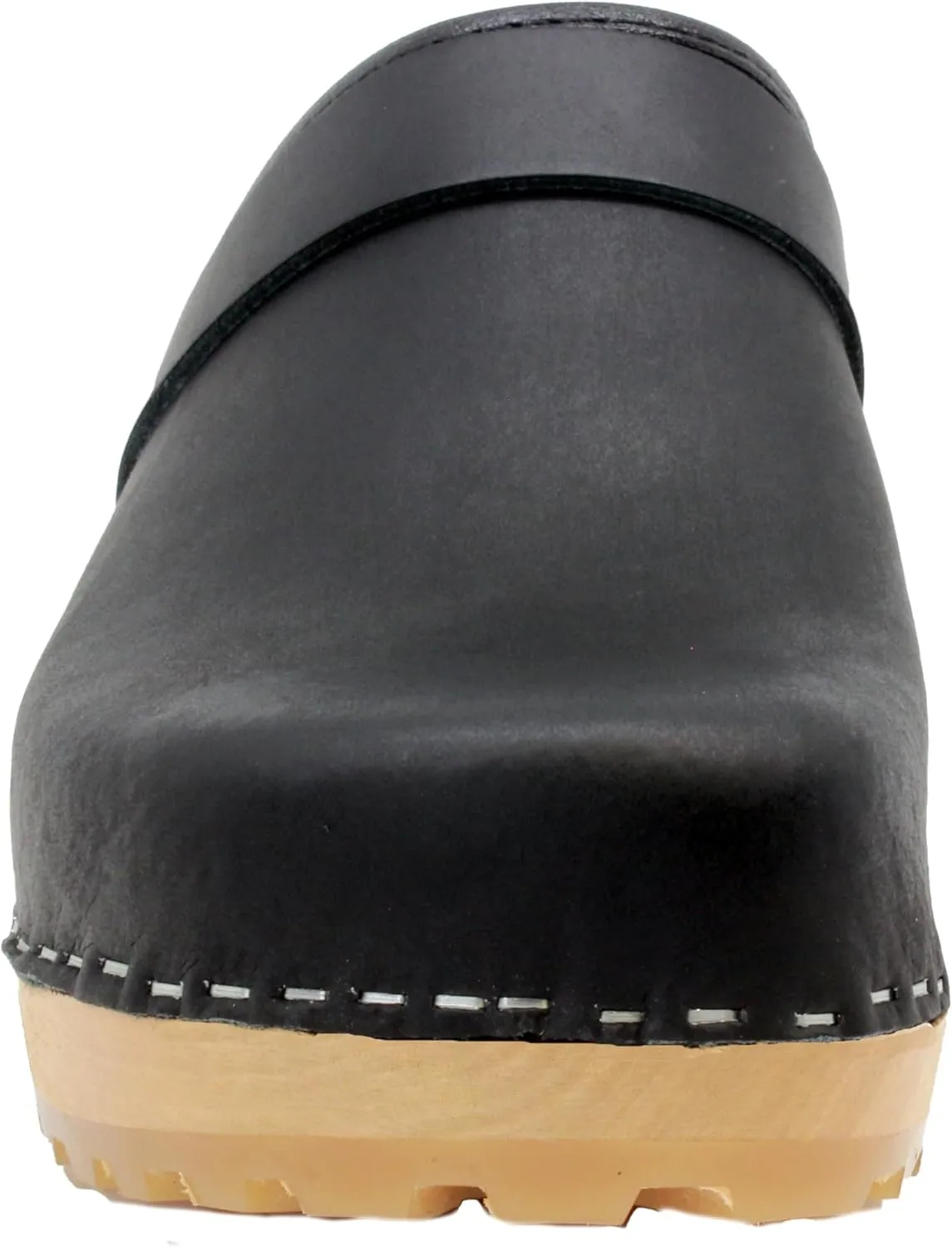 KLGN Tuva Wood Open Back Grippy Leather Clogs