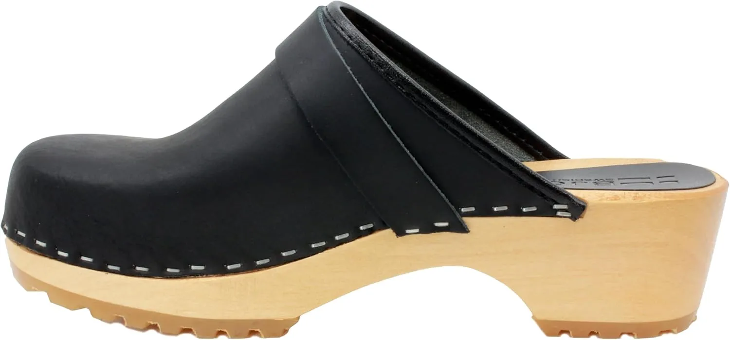 KLGN Tuva Wood Open Back Grippy Leather Clogs