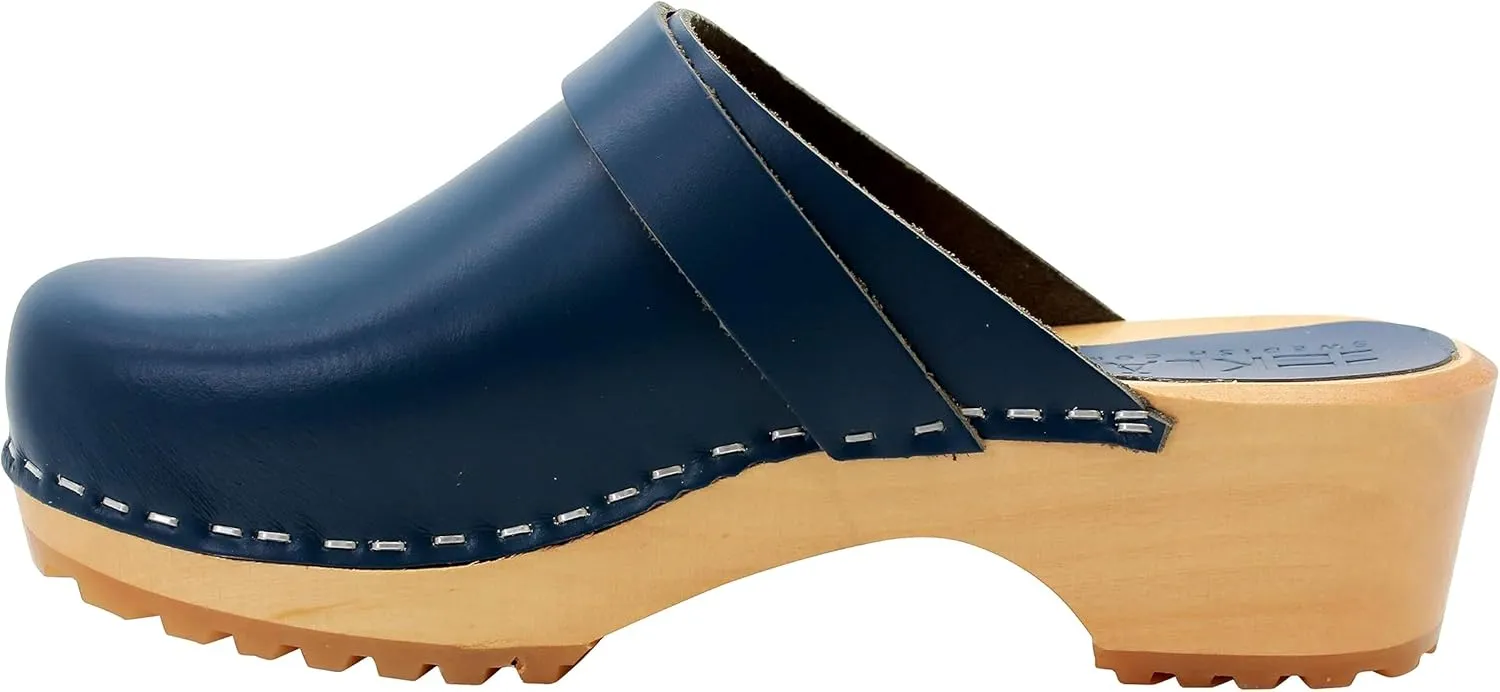 KLGN Tuva Wood Open Back Grippy Leather Clogs