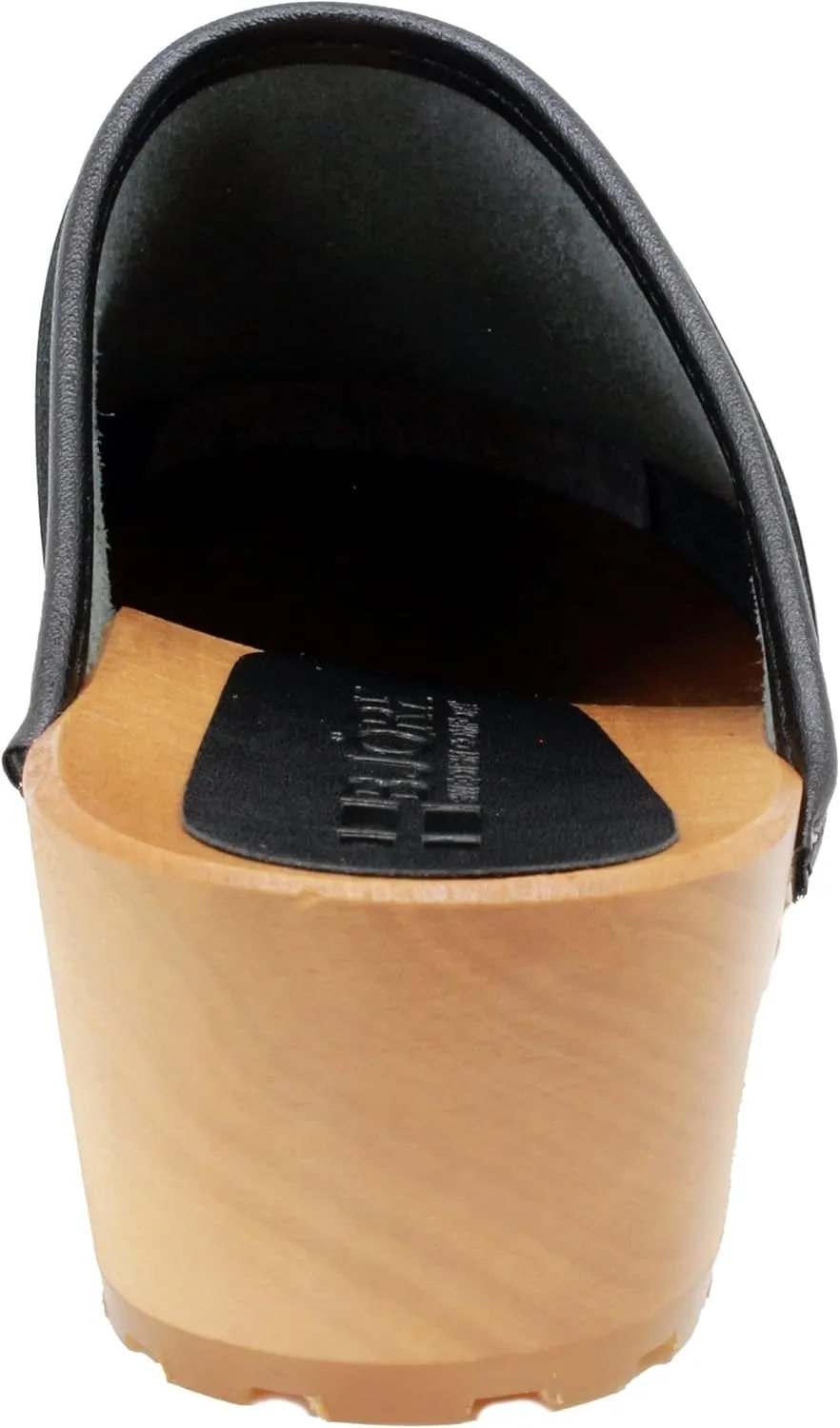 KLGN Tuva Wood Open Back Grippy Leather Clogs