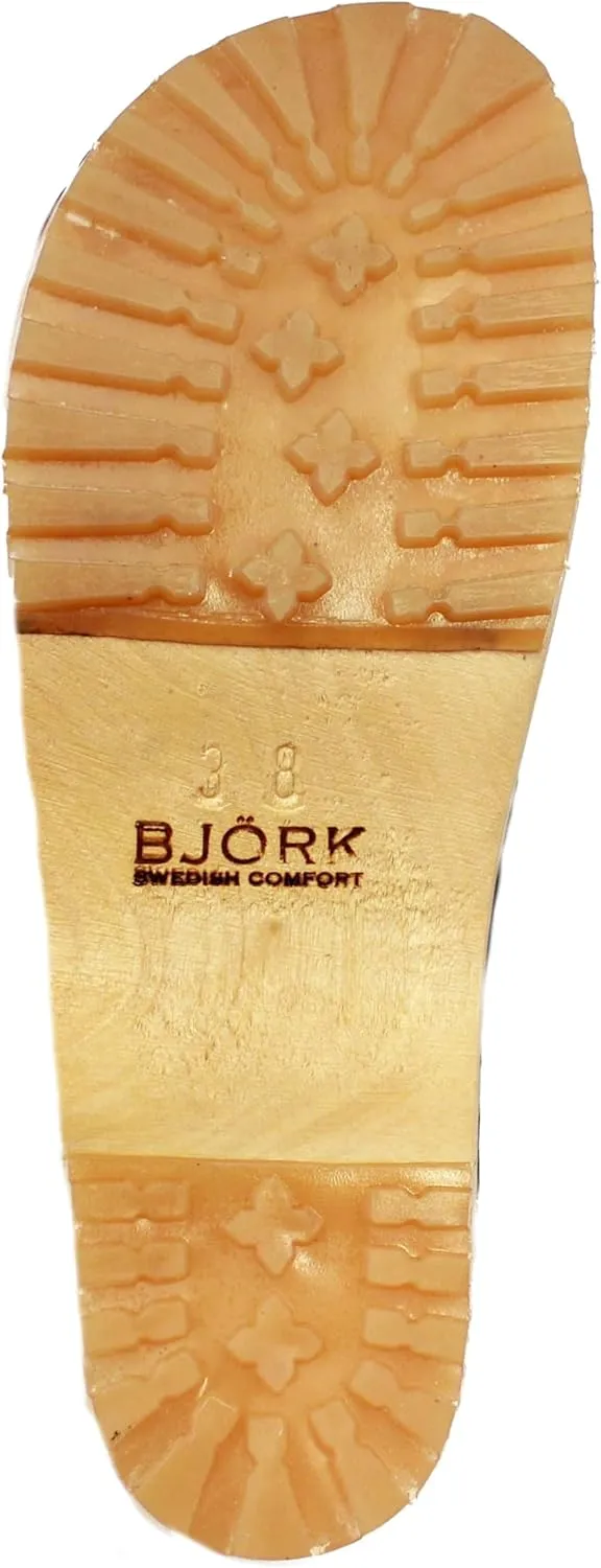 KLGN Tuva Wood Open Back Grippy Leather Clogs