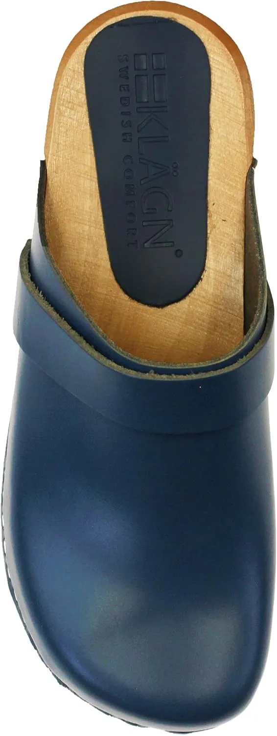 KLGN Tuva Wood Open Back Grippy Leather Clogs