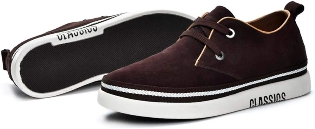 Men's Invisible Height Increasing Elevator 2 Inches Taller Shoes Leather Suede Stitching Lace-up Thick Sole Oxfords