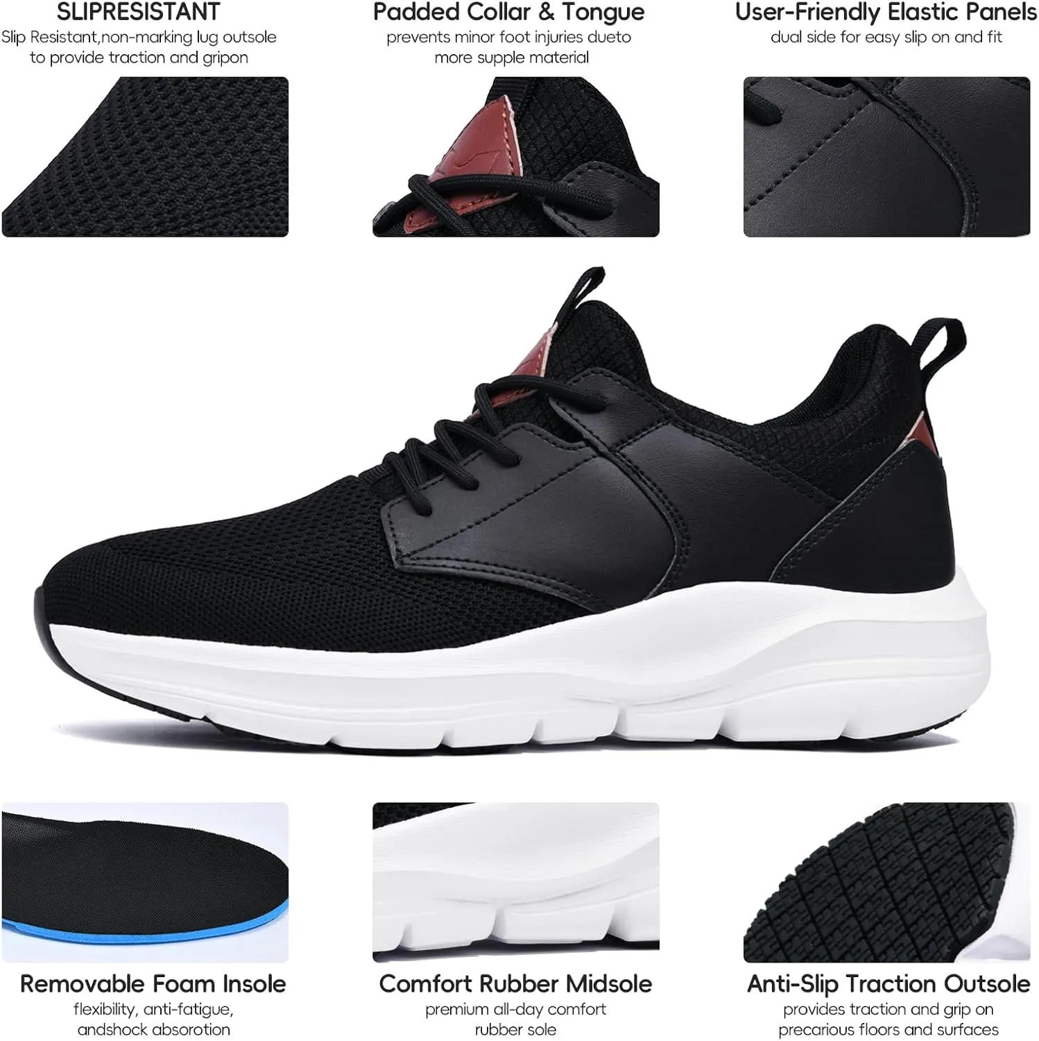 Mens Non Slip Work Shoes Walking Sneakers Zapatos Trabajo Food Service Chef Kitchen